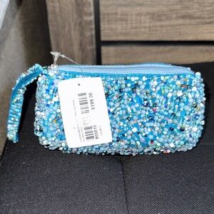 Beaded Blue Wristlet